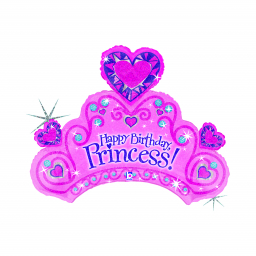 Balónek fóliový Happy Birthday Princess korunka růžová