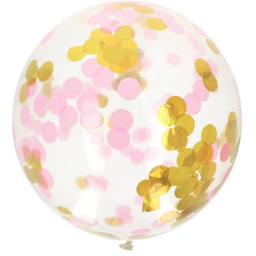 Balónek latexový s konfetami růžový, zlatý