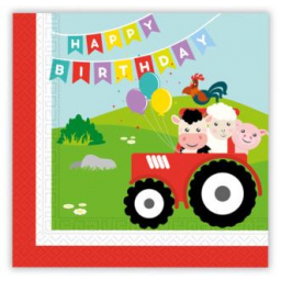 Ubrousky Happy Birthday Farma 8 ks