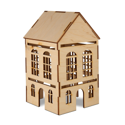 Dřevěná 3D dekorace domečku: 2 okýnka