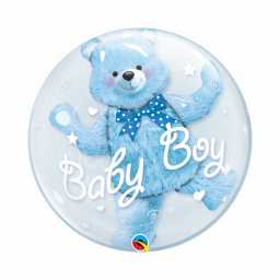 Balónek dvojitá bublina Baby Boy Medvídek modrý