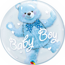 Balónek dvojitá bublina Baby Boy Medvídek modrý