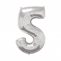 Balónek fóliový 92 cm číslo 05 stříbrný