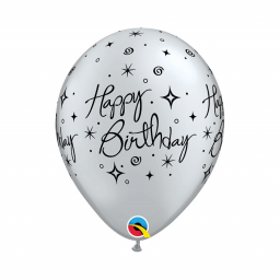 Balónky latexové Happy Birthday stříbrné 6 ks