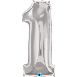 Balónek fóliový 92 cm číslo 01 stříbrný