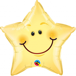 Balónek fóliový Hvězdička smajlík žlutá