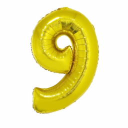 Balónek fóliový 92 cm číslo 09 zlatý