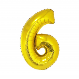 Balónek fóliový číslo 92 cm 6 zlatý