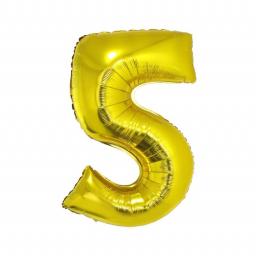 Balónek fóliový 92 cm číslo 05 zlatý