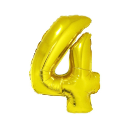 Balónek fóliový 92 cm číslo 4 zlatý
