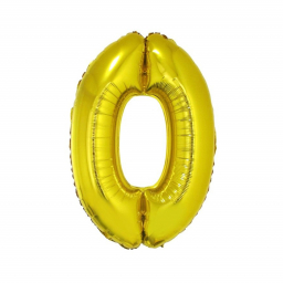 Balónek fóliový 92 cm číslo 0 zlatý