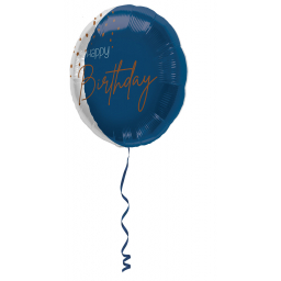 Balónek fóliový Happy Birthday modrý