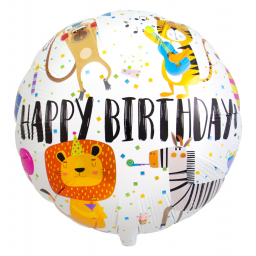 Balónek fóliový Happy Birthday Kolo zvířata