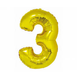 Balónek fóliový 76 cm číslo 03 zlatý