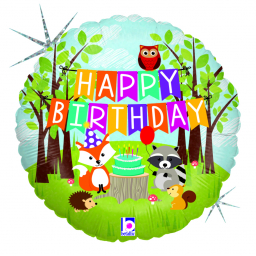 Balónek fóliový Happy Birthday Kolo lesní zvířátka