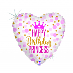 Balónek fóliový Happpy Birthday Princess Srdce