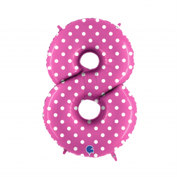 Balónek fóliový 102 cm číslo 08 růžový puntík