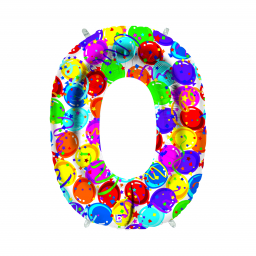 Balónek fóliový 102 cm číslo 0 barevný