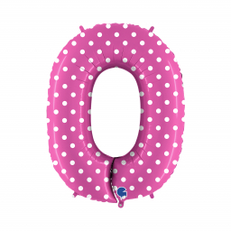 Balónek fóliový 102 cm číslo 0 růžový puntík