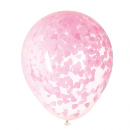 Balónky latexové s konfetami růžová srdíčka 5 ks