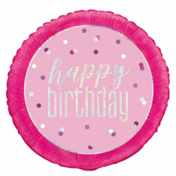Balónek fóliový Happy Birthday Kolo růžové