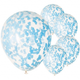 Balónky latexové s konfetami modrá srdíčka 5 ks