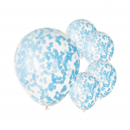 Balónky latexové s konfetami modrá srdíčka 5 ks