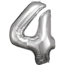 Balónek fóliový 88 cm číslo 04 stříbrny