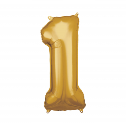 Balónek fóliový 88 cm číslo 01 zlatý