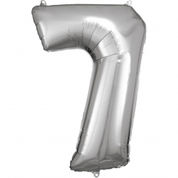 Balónek fóliový 88 cm číslo 07 stříbrný