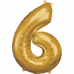 Balónek fóliový 88 cm číslo 06 zlatý