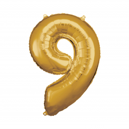 Balónek fóliový 88 cm číslo 09 zlatý