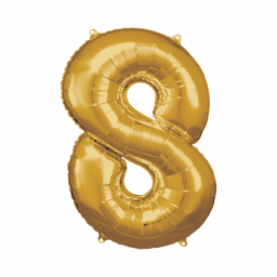 Balónek fóliový 88 cm číslo 08 zlatý