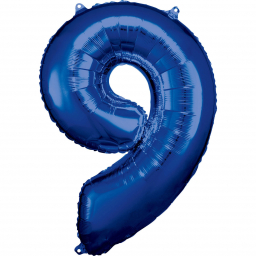 Balónek fóliový 88 cm číslo 09 modrý