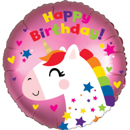 Balónek fóliový Happy Birthday jednorožec