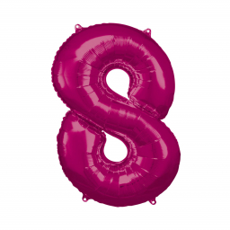 Balónek fóliový 88 cm číslo 08 tm.růžový