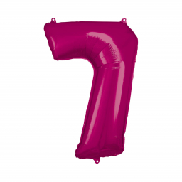 Balónek fóliový 88 cm číslo 07 tm.růžový