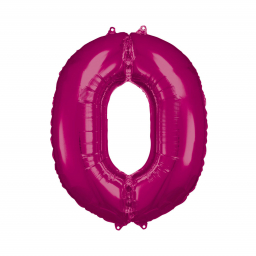 Balónek fóliový 88 cm číslo 0 tm.růžový