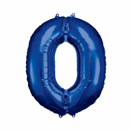 Balónek fóliový 88 cm číslo 0 modrý