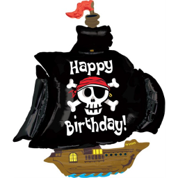 Balónek fóliový Happy Birthday pirátská loď