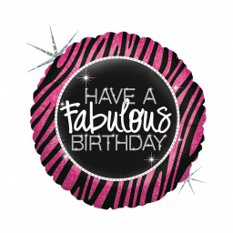 Balónek fóliový Have a Fabulous Birthday Kolo růžové, černé