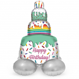 Balónek fóliový AirLoonz Happy Birthday dort 72 cm