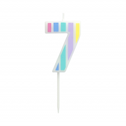 Svíčka dortová barevné pruhy číslo 7