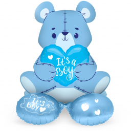 Balónek fóliový AirLoonz It´s a boy medvěd modrý 61 cm