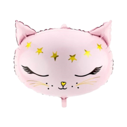 Balónek fóliový Kočka růžová s hvězdami