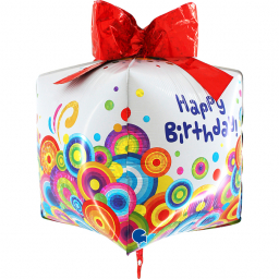 Balónek fóliový Happy Birthday 3D dárek