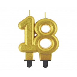 Svíčka dortová gold číslo 18