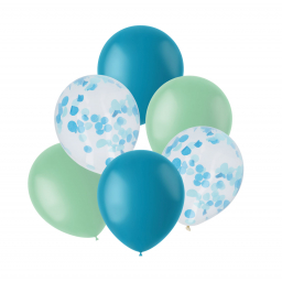 Balónky latexové s konfetami modré 6 ks