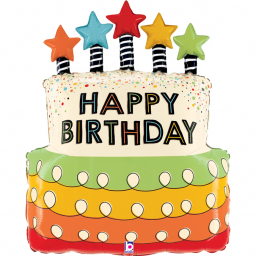 Balónek foliový Happy Birthday dort
