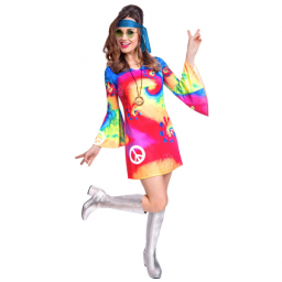 Kostým Hippie šaty barevné vel.S